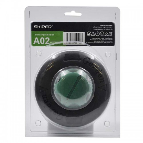 ГОЛОВКА ТРИММЕРНАЯ SKIPER A02 2,4ММ,(10*1,25 "МАМА" ЛЕВ. РЕЗ.), 480 ГР,БЕЗ РАЗБ., (БЛИСТР). D 130